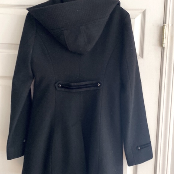 BLACK WOOL GUESS COAT MILITARY STYLE FRONT BEAUTIFUL! - Picture 4 of 6